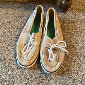 Nautica Beige Canvas Boat Shoes